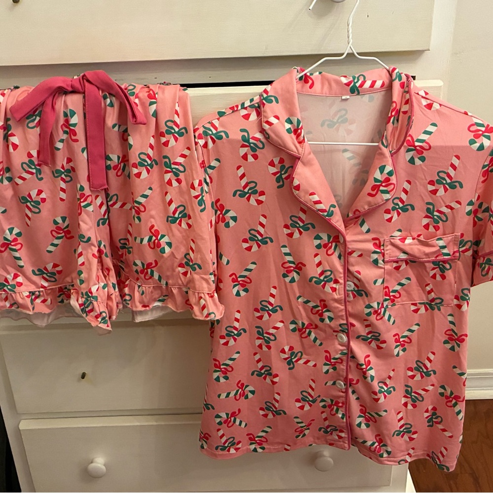 Pink Candy Cane Pajama Set